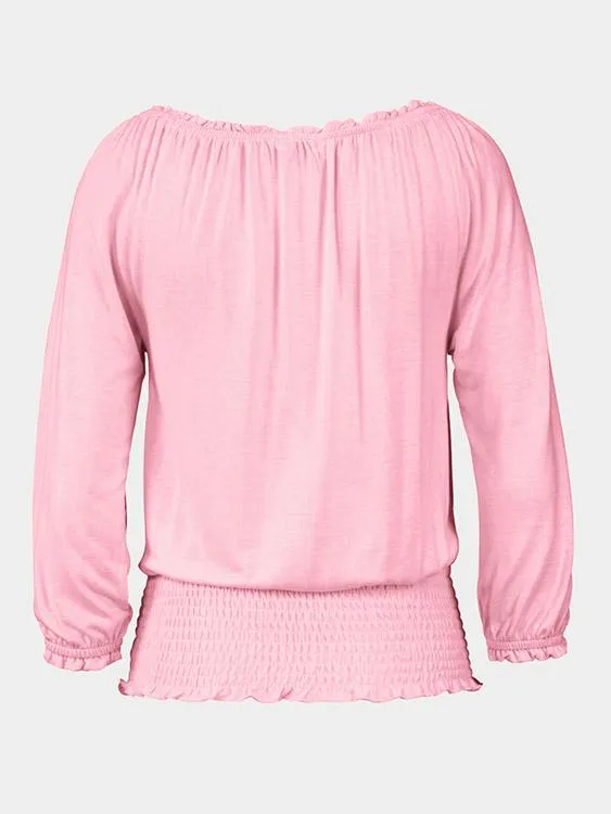 Wholesale Off The Shoulder 3/4 Sleeve Length Plain T-Shirts