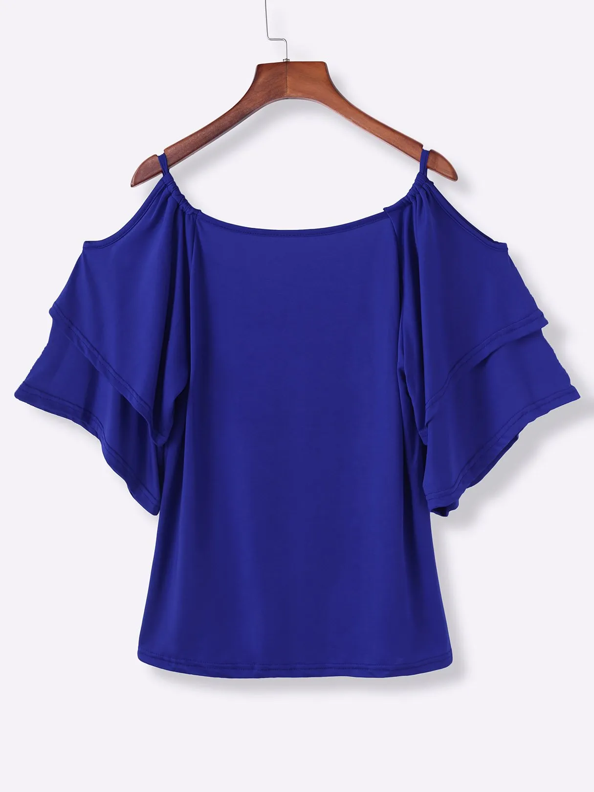 Wholesale Round Neck Cold Shoulder Tiered Half Sleeve T-Shirts
