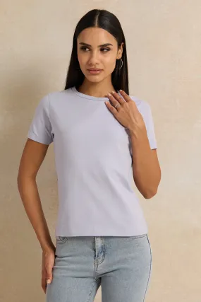 Women Blue Short Sleeve Crew Neck T-Shirt