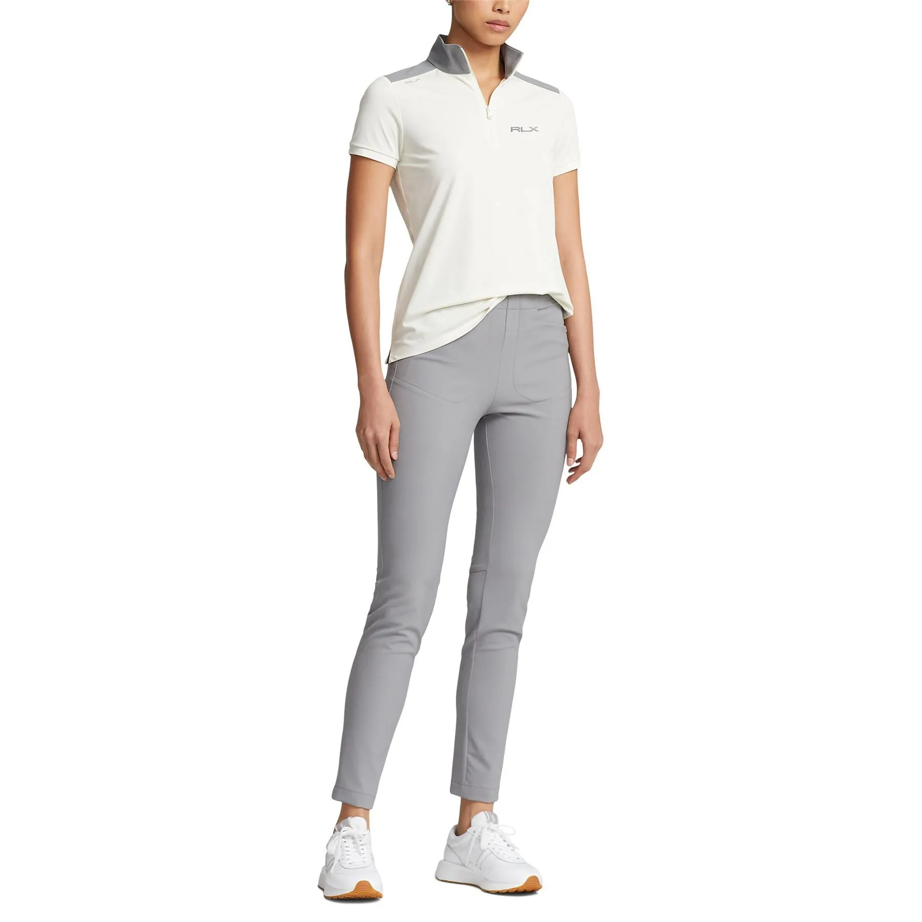 Womens Air Tech Pique Quarter Zip Polo Chic Cream/Peak Grey - AW23