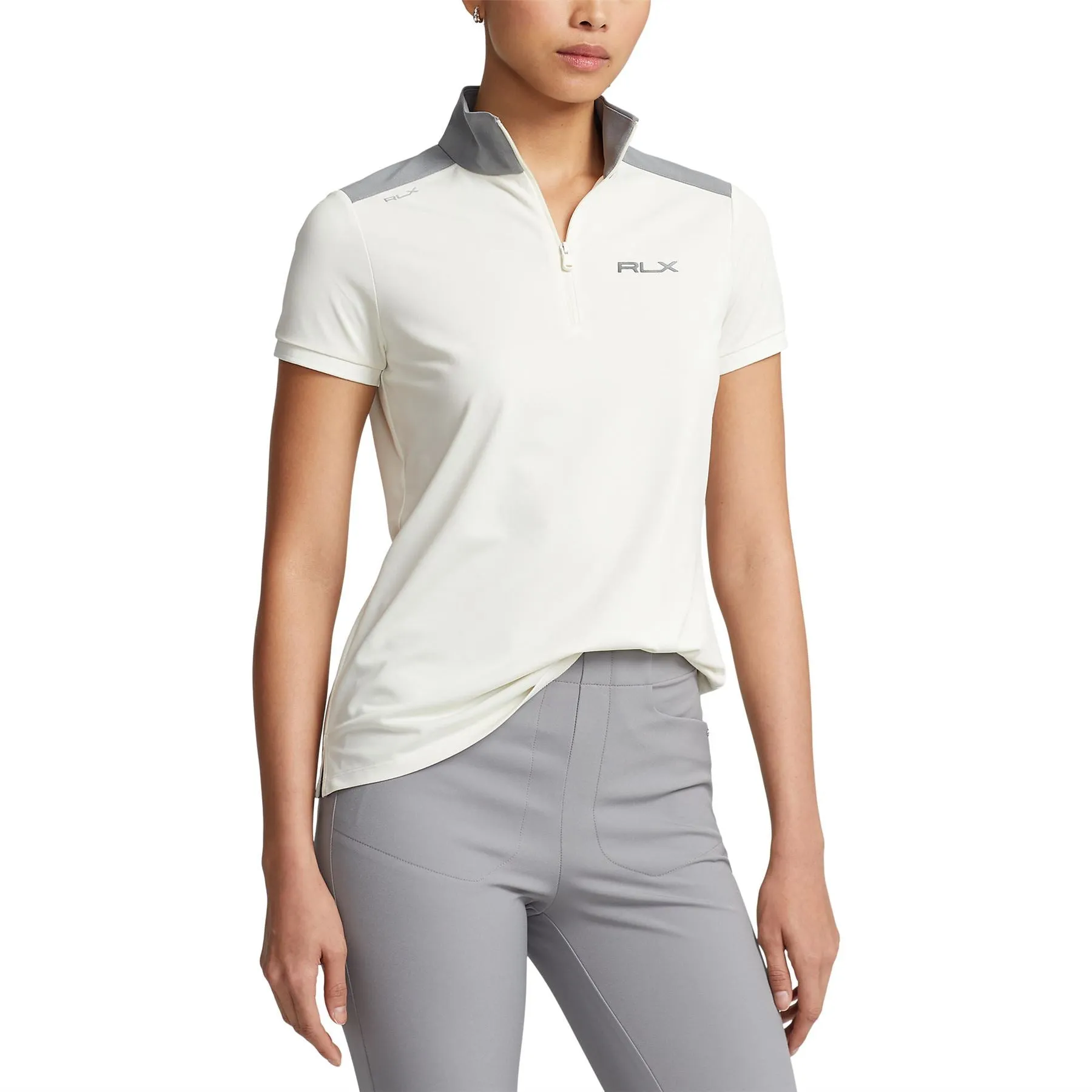Womens Air Tech Pique Quarter Zip Polo Chic Cream/Peak Grey - AW23