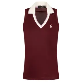 Womens Sleeveless Tour Pique Cricket Polo Harvard Wine/Light Mauve/Chic Cream - AW23