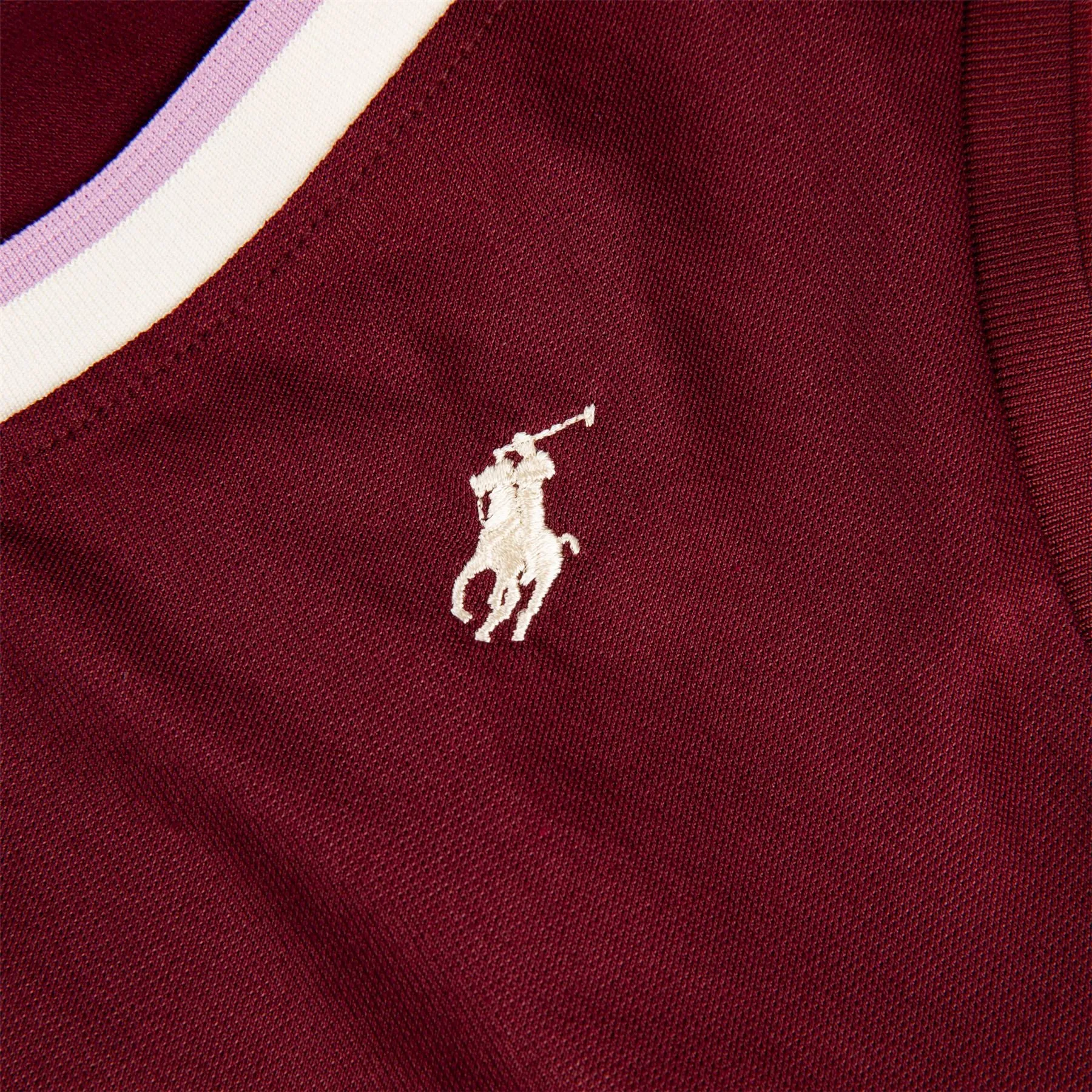 Womens Sleeveless Tour Pique Cricket Polo Harvard Wine/Light Mauve/Chic Cream - AW23