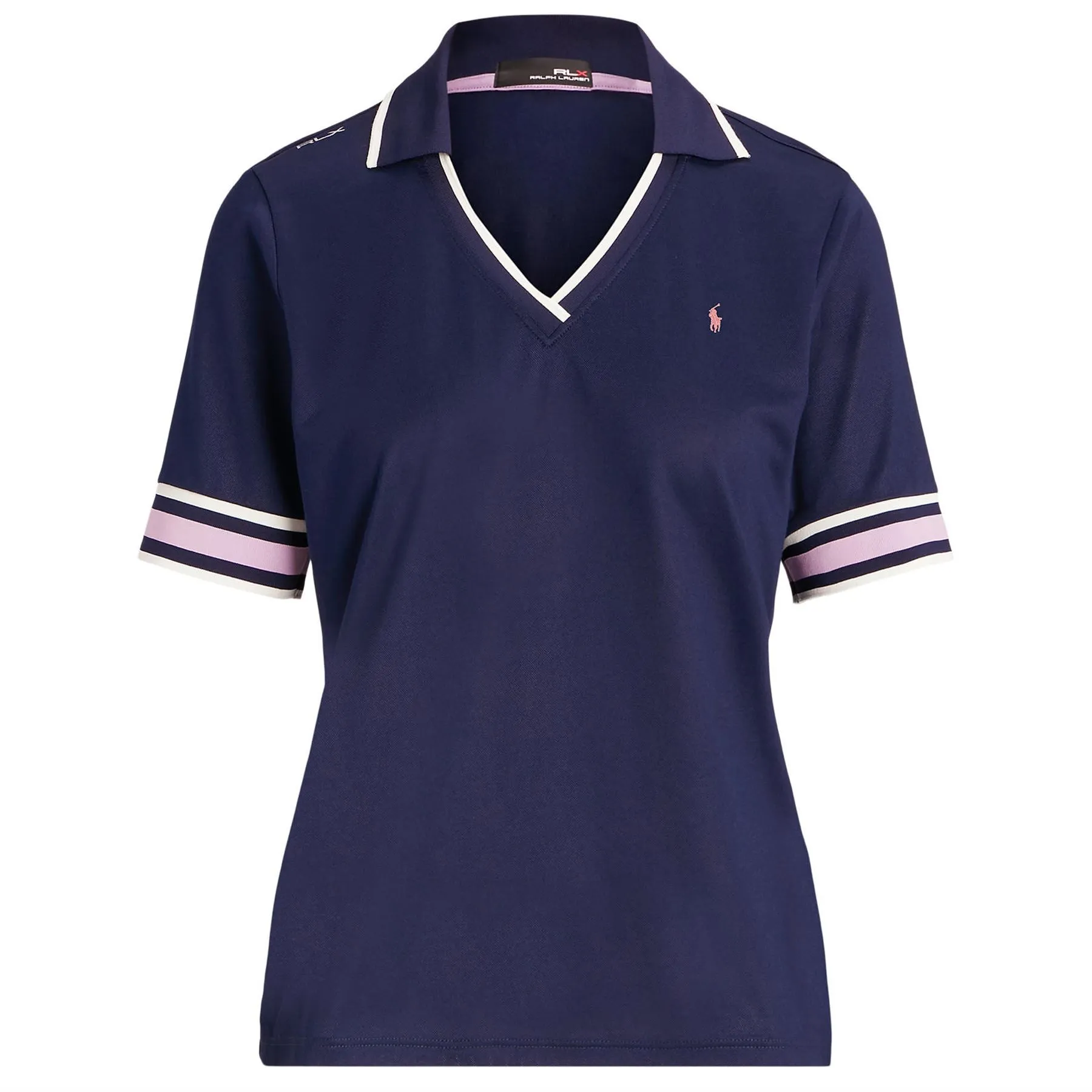 Womens Tour Pique Cricket Polo Shirt French Navy/Light Mauve/Chic Cream - AW23