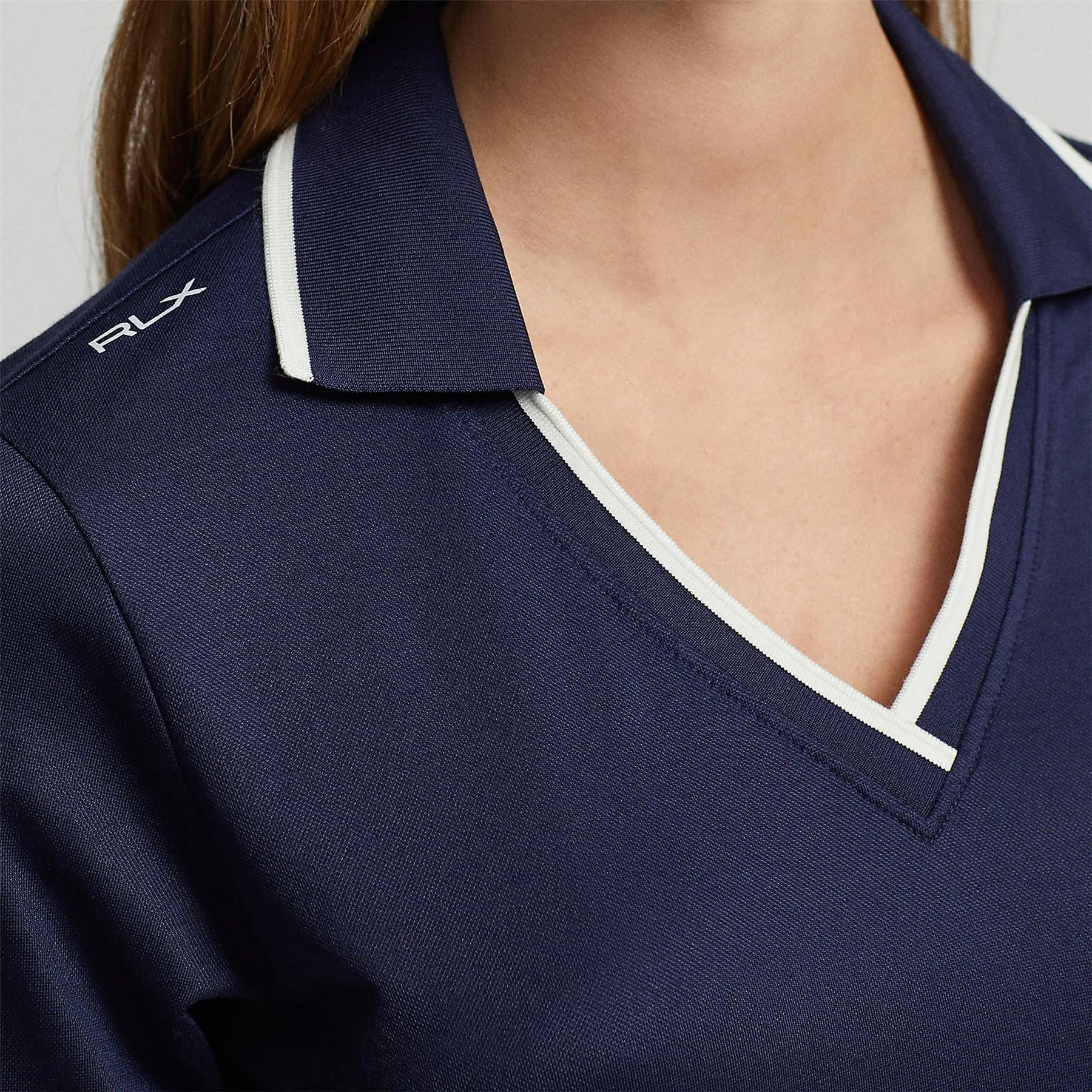 Womens Tour Pique Cricket Polo Shirt French Navy/Light Mauve/Chic Cream - AW23