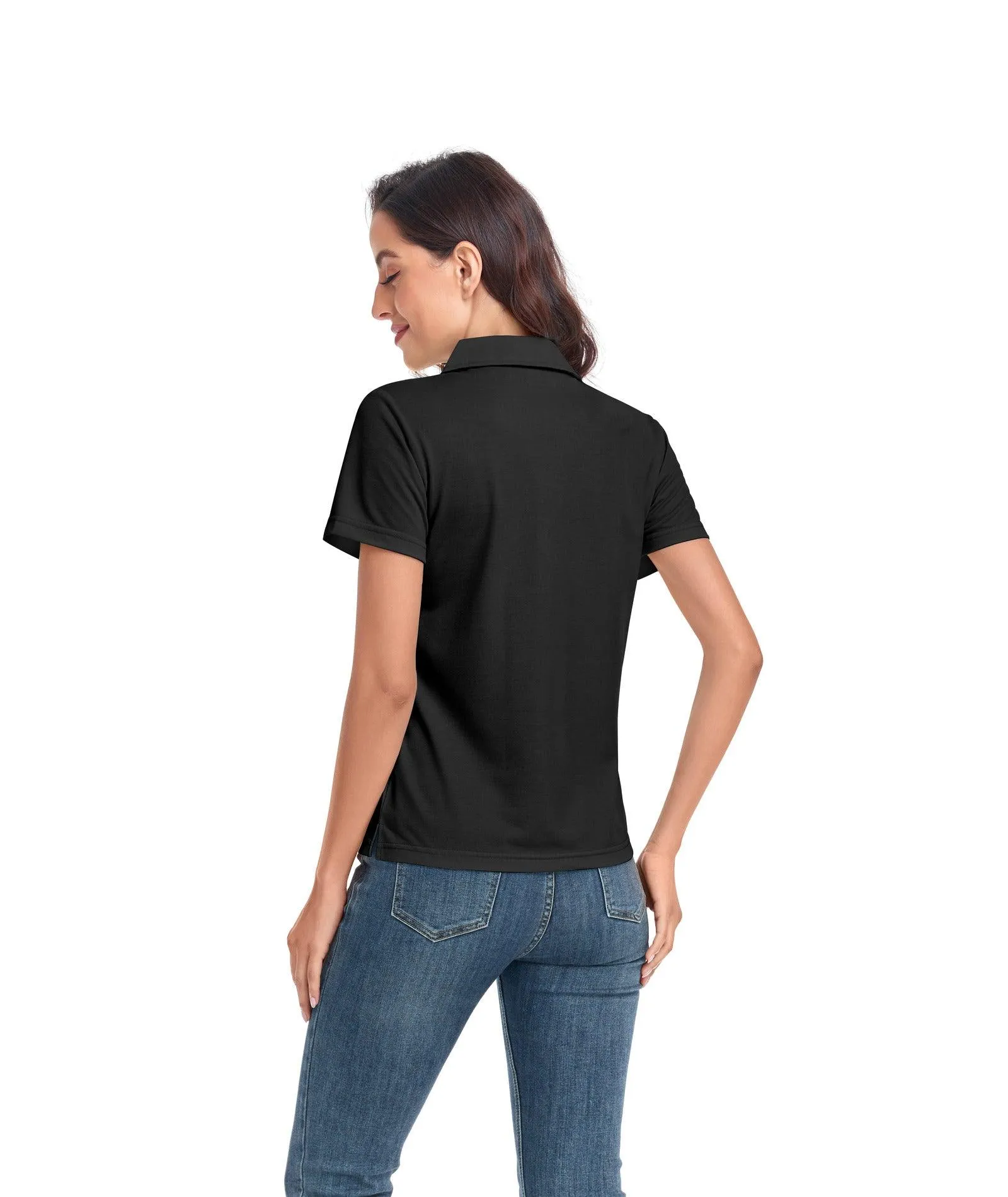 Women's V-Neck Dry Fit Golf Polo Shirt-ZPK008254