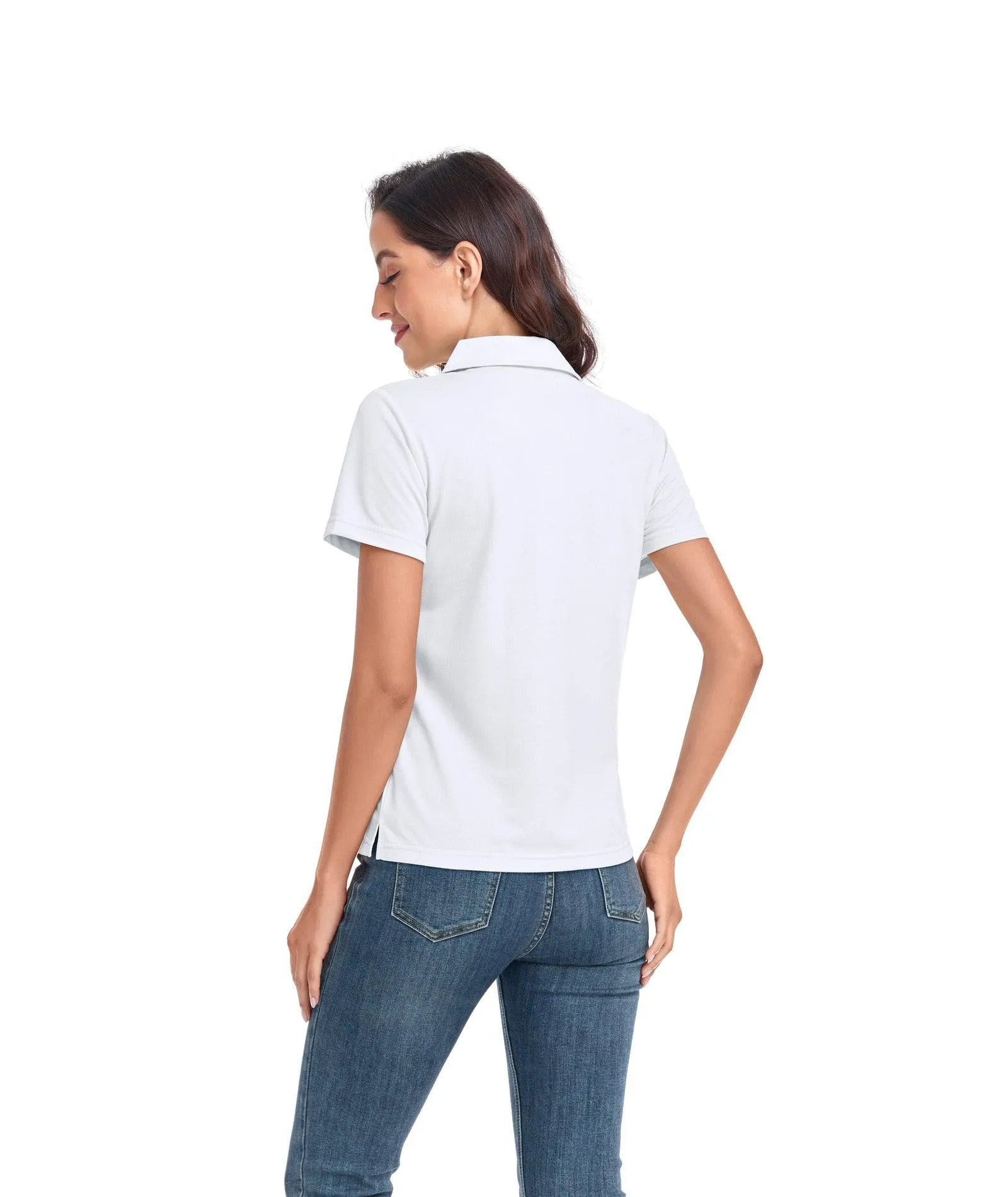 Women's V-Neck Dry Fit Golf Polo Shirt-ZPK008254