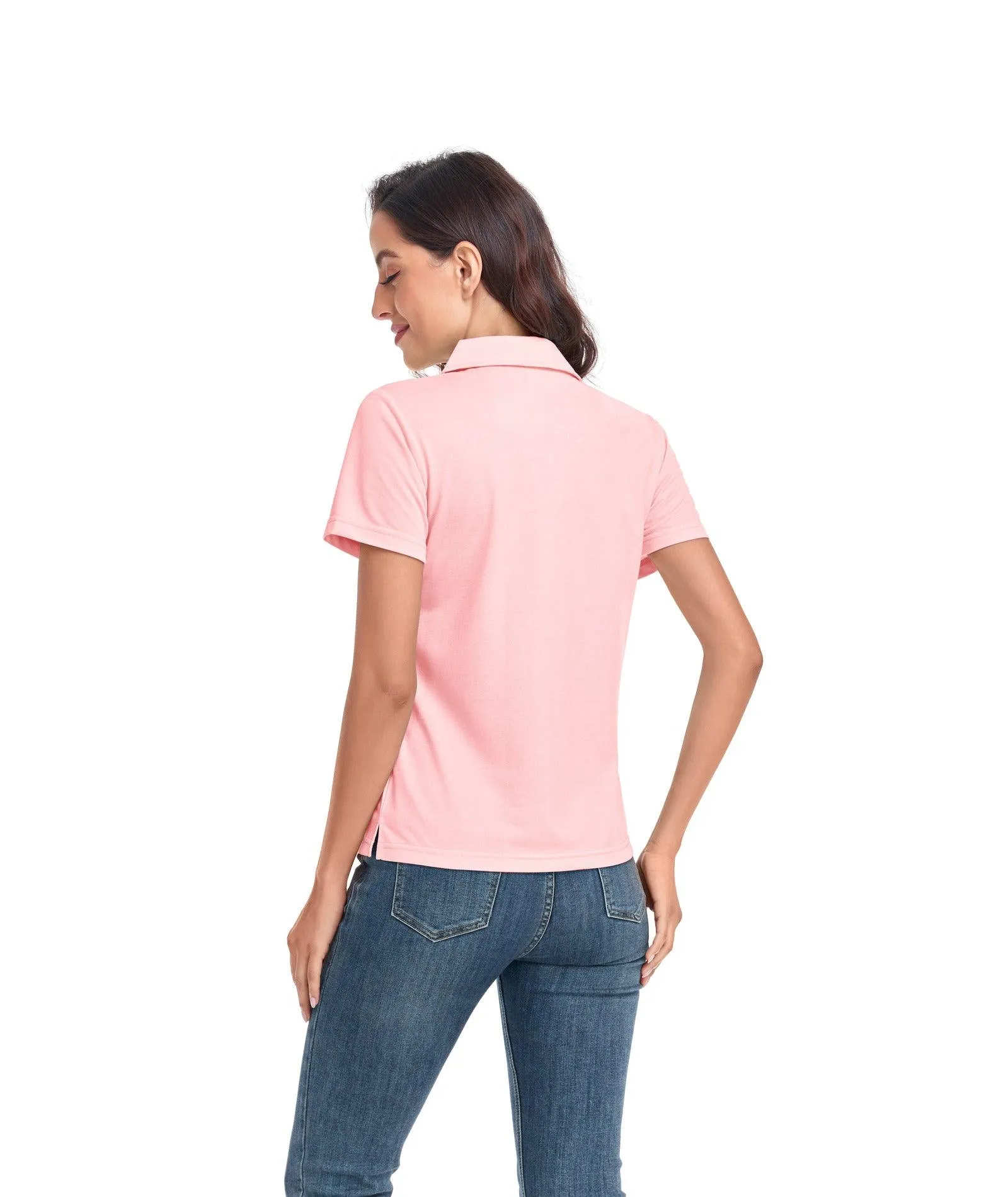 Women's V-Neck Dry Fit Golf Polo Shirt-ZPK008254
