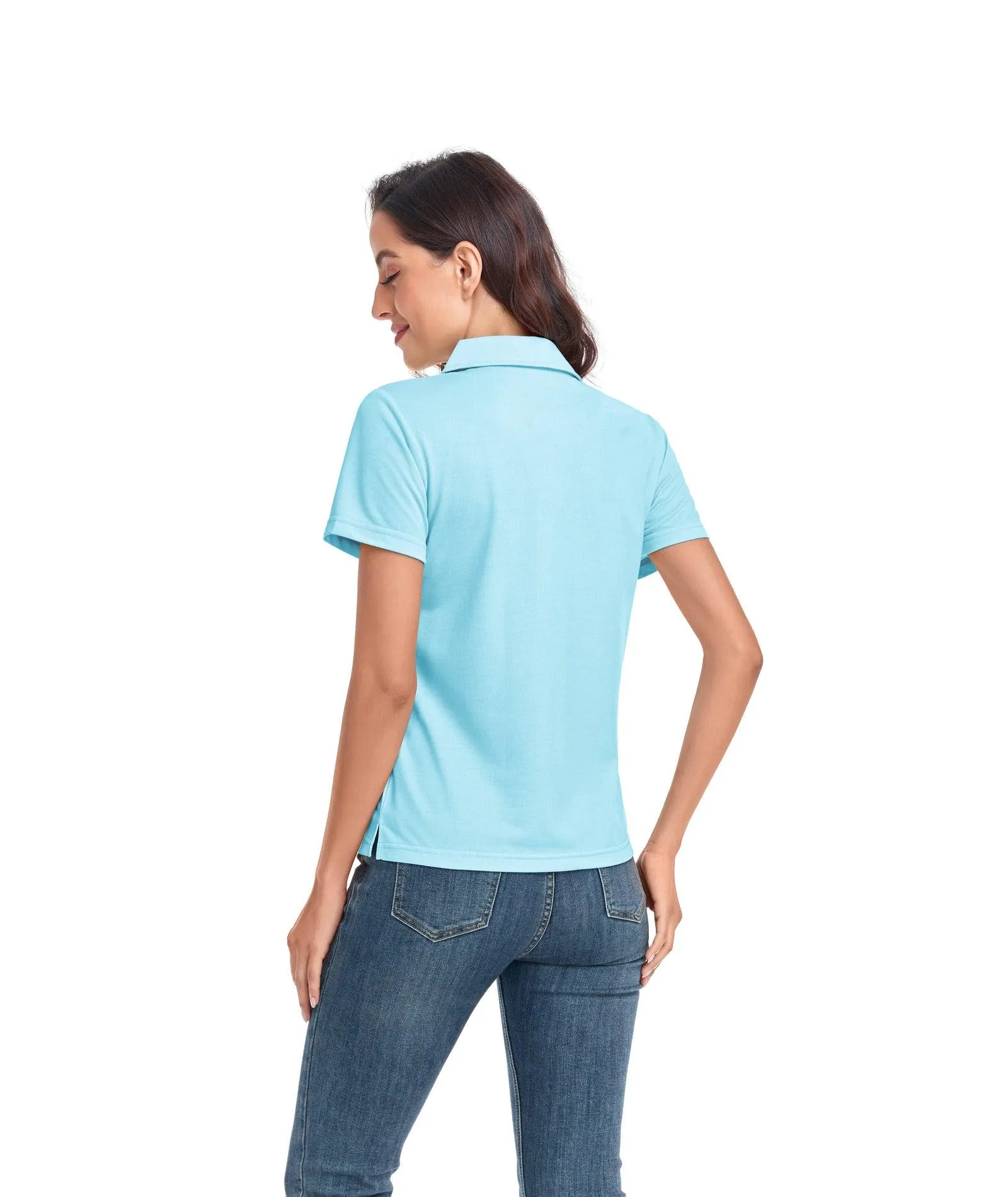 Women's V-Neck Dry Fit Golf Polo Shirt-ZPK008254